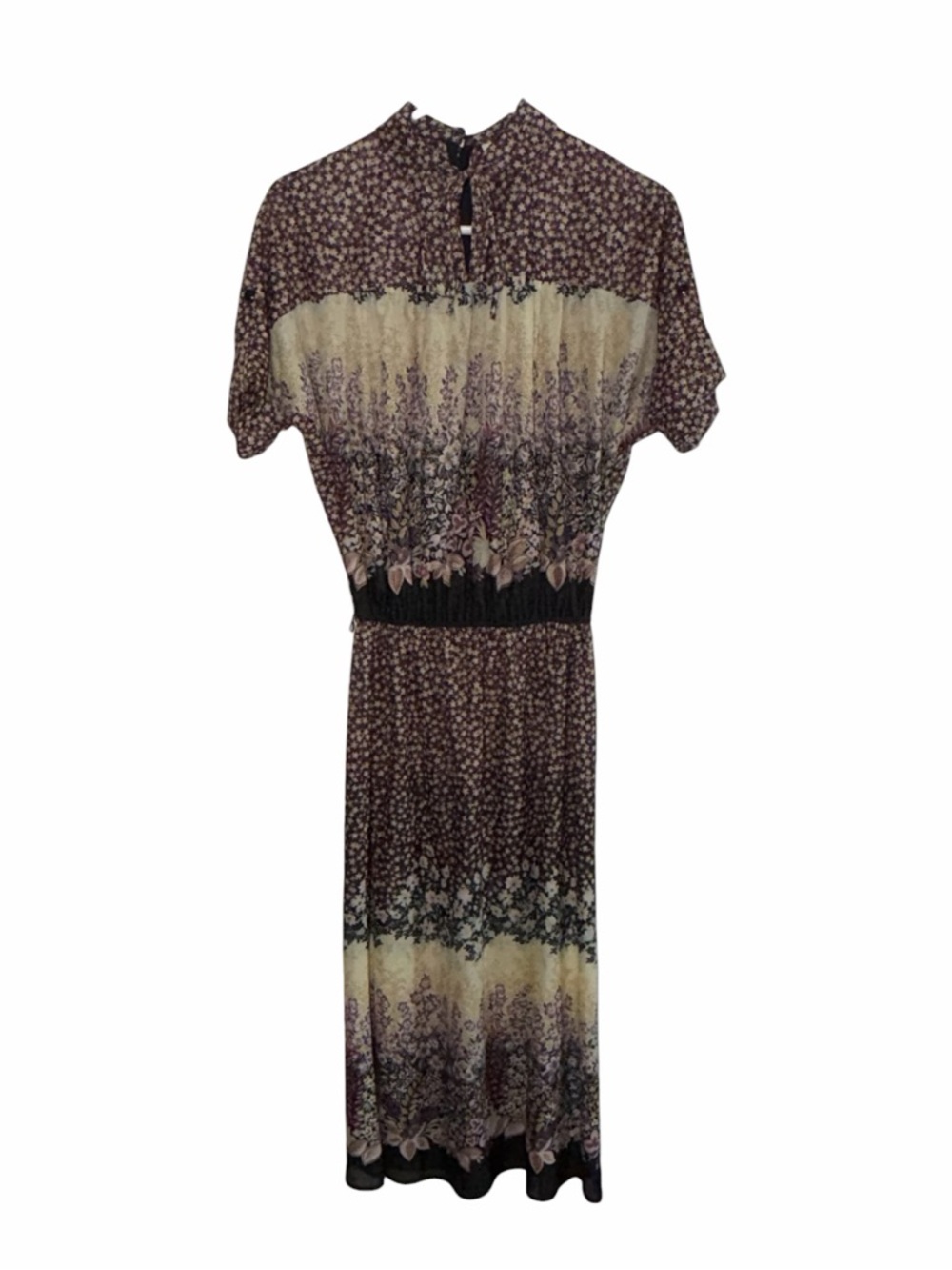 Vintage Dress by Non-Stop Small Pink Purple Cream Black Floral